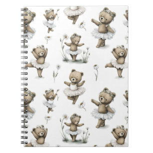 Cute Watercolour Ballerina Bear Design in tutus Notebook