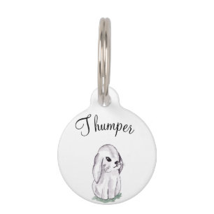 Cute watercolour bunny rabbit pet tag