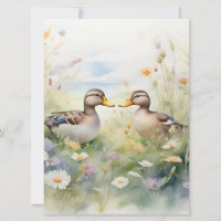 Cute Watercolour Duck Beak To Beak Blank