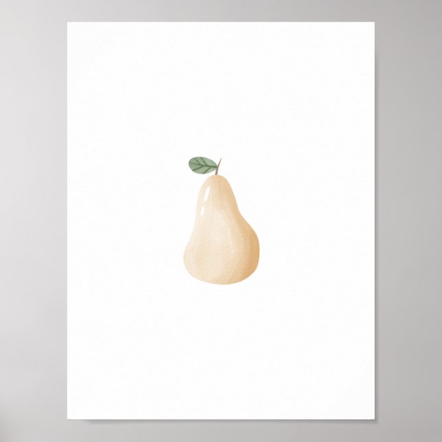 Cute Watercolour Pear Fruit Nursery Poster (Devant)