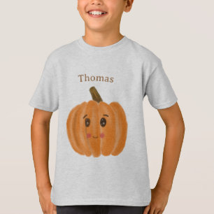 Cute Watercolour Pumpkin Monogram boy T-Shirt