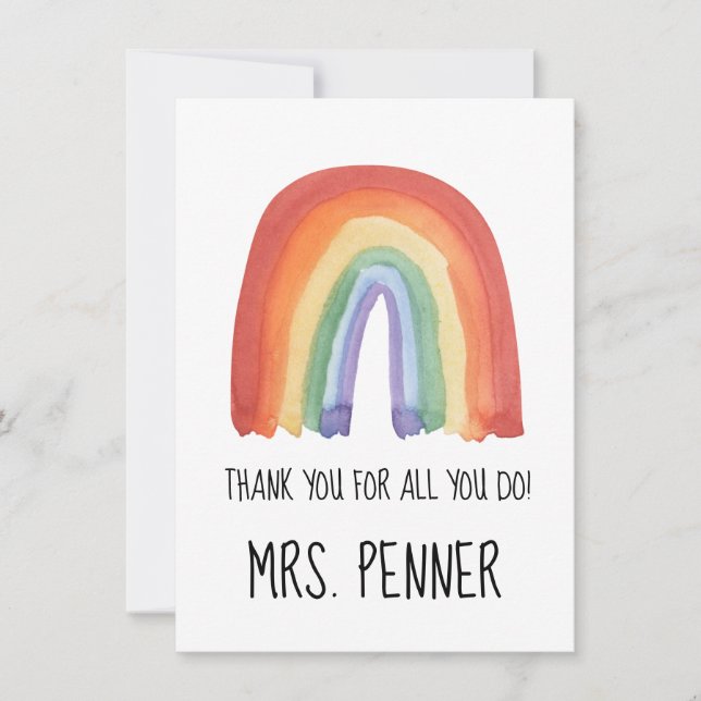 Cute watercolour rainbow thank you gift  keychain (Front)