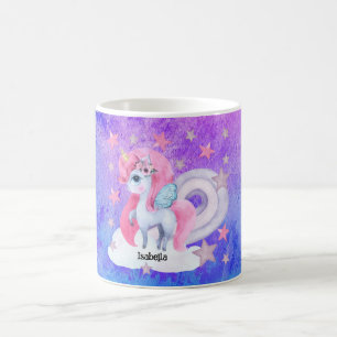 Cute Watercolour Rainbow Unicorn Personalised Coffee Mug