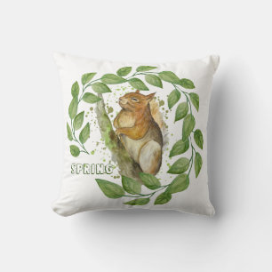 Cute watercolour squirrel throw pillow
