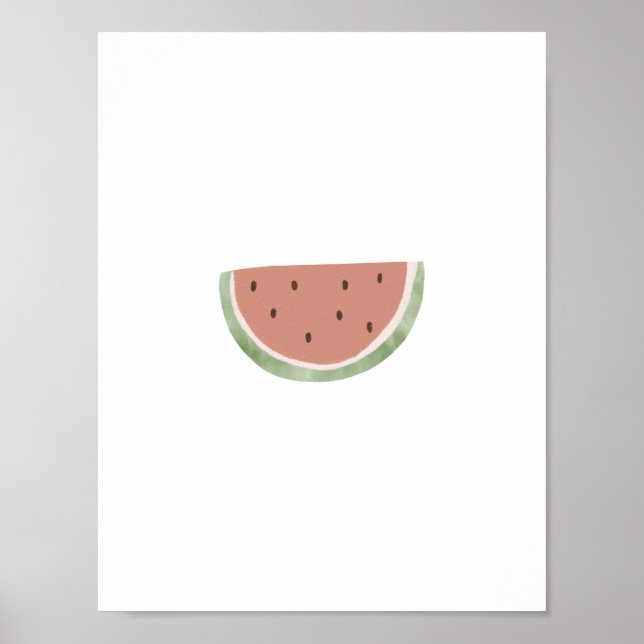 Cute Watercolour Watermelon Fruit Nursery Poster (Devant)