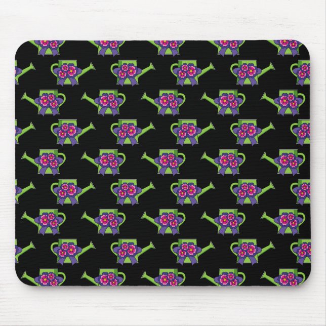 Cute Watering Can with Flowers Bouquet Mouse Pad (Front)
