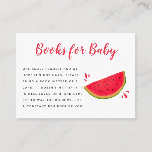 Cute Watermelon Baby Shower Book Request Enclosure Card (Front)