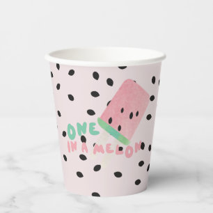 Cute Watermelon Birthday Girl / One in a Melon  Paper Cups