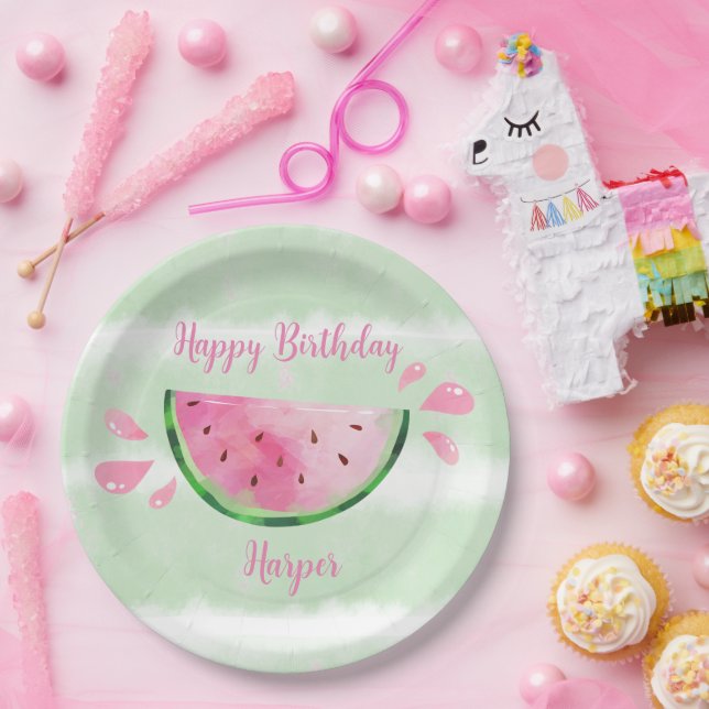 Cute Watermelon Birthday Party Paper Plate (Party)