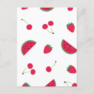 Cute watermelon cherry and strawberry holiday postcard
