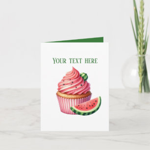 Cute watermelon cupcake customizable card