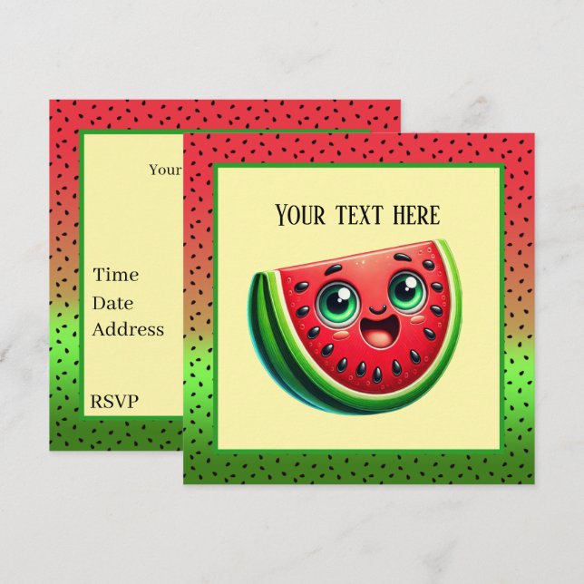 Cute watermelon Festival party Invitation (Front/Back)