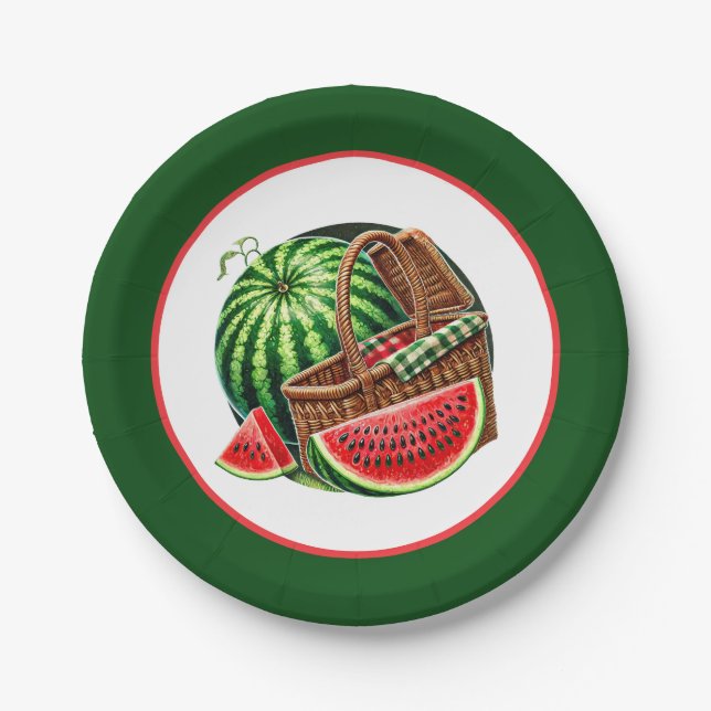 Cute watermelon festival party paper plate (Front)