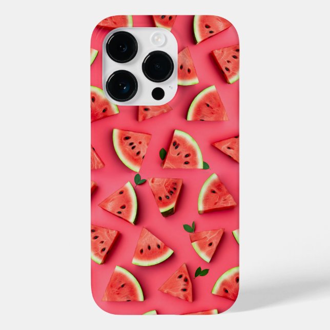 Cute Watermelon Fruit Pattern Pink iPhone Case (Back)