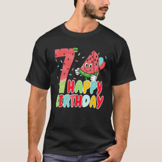 Cute Watermelon Happy 7th Birthday Family Watermel T-Shirt
