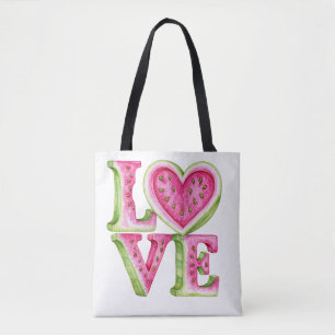Cute Watermelon Love Heart Design Tote Bag