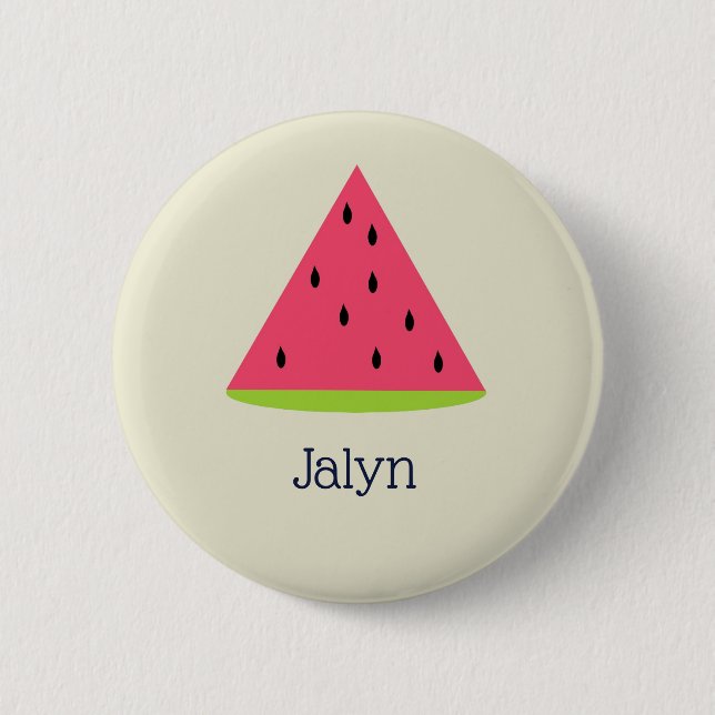 Cute Watermelon Name Button Template (Front)