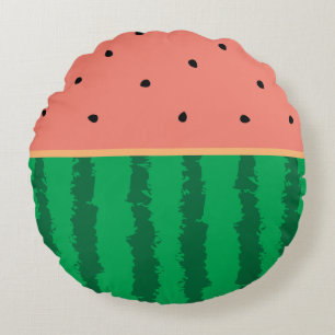 Cute Watermelon One In A Melon Funny Foodie Silly Round Pillow