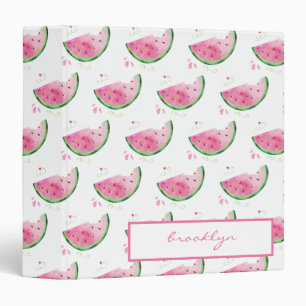 Cute Watermelon Pattern Monogram Name Notebook Binder