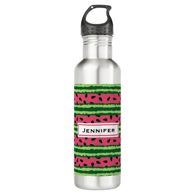 Cute Watermelon Pattern Pink & Green 710 Ml Water Bottle (Front)