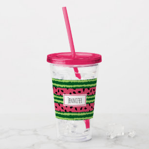 Cute Watermelon Pattern Pink & Green Acrylic Tumbler
