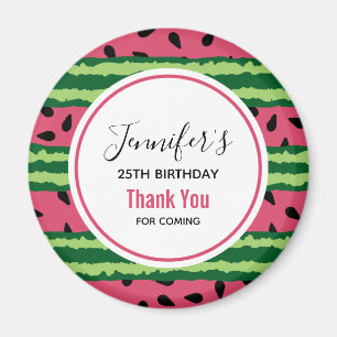 Cute Watermelon Pattern Pink & Green Birthday Magnet