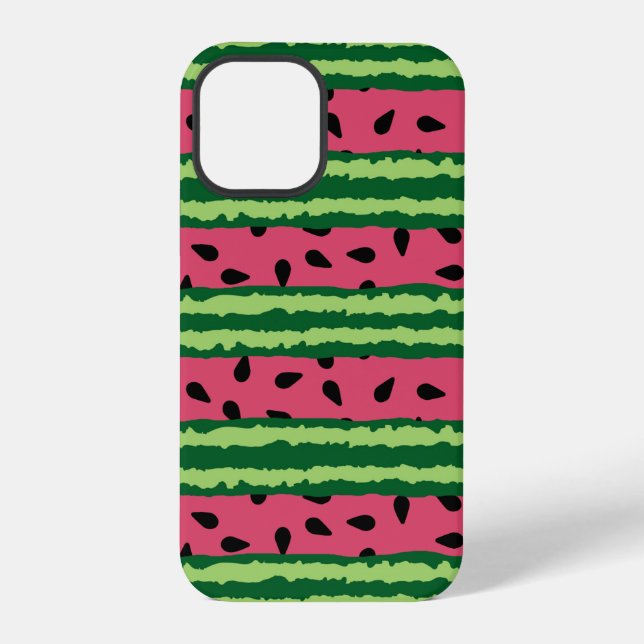 Cute Watermelon Pattern Pink & Green iPhone Case (Back)