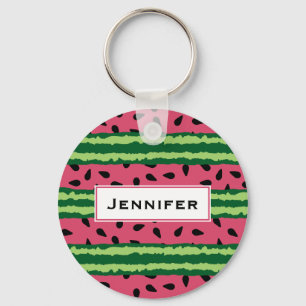Cute Watermelon Pattern Pink & Green Keychain