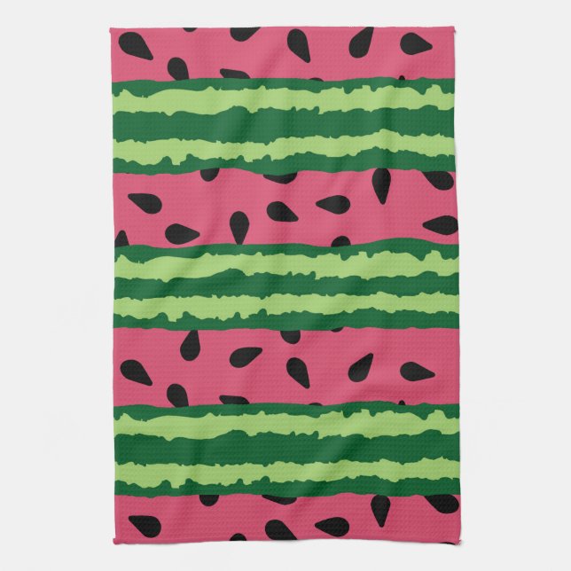 Cute Watermelon Pattern Pink & Green Kitchen Towel (Vertical)