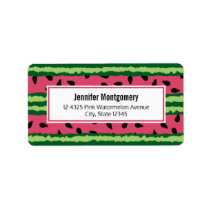 Cute Watermelon Pattern Pink & Green Label
