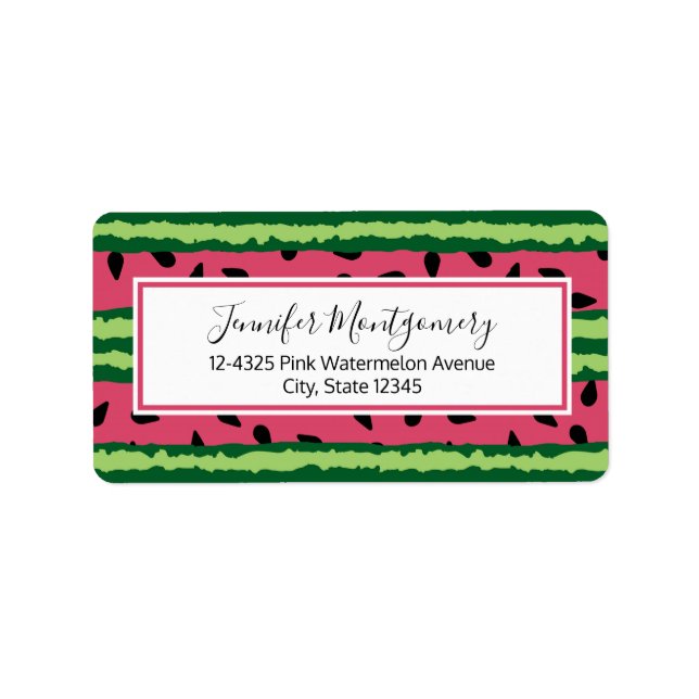 Cute Watermelon Pattern Pink & Green Label (Front)