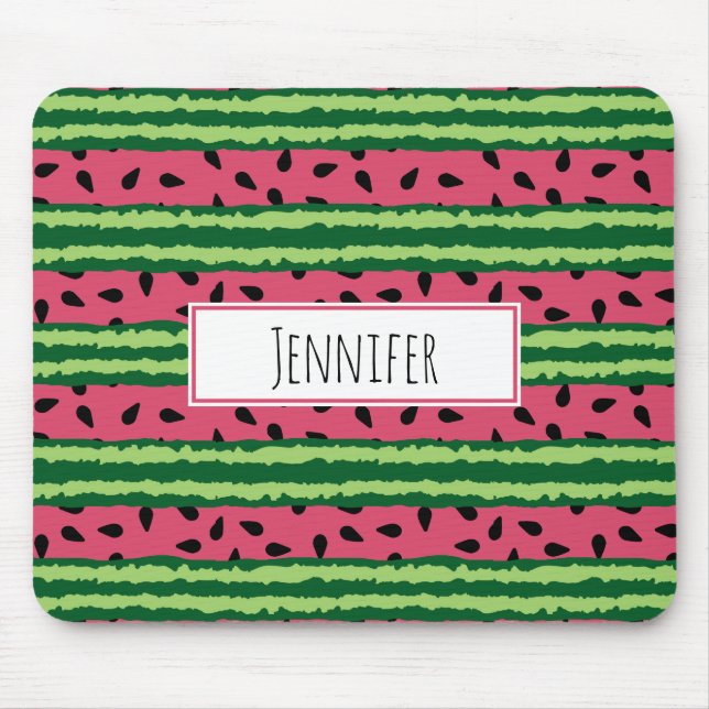 Cute Watermelon Pattern Pink & Green Mouse Pad (Front)