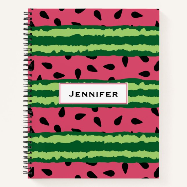 Cute Watermelon Pattern Pink & Green Notebook (Front)