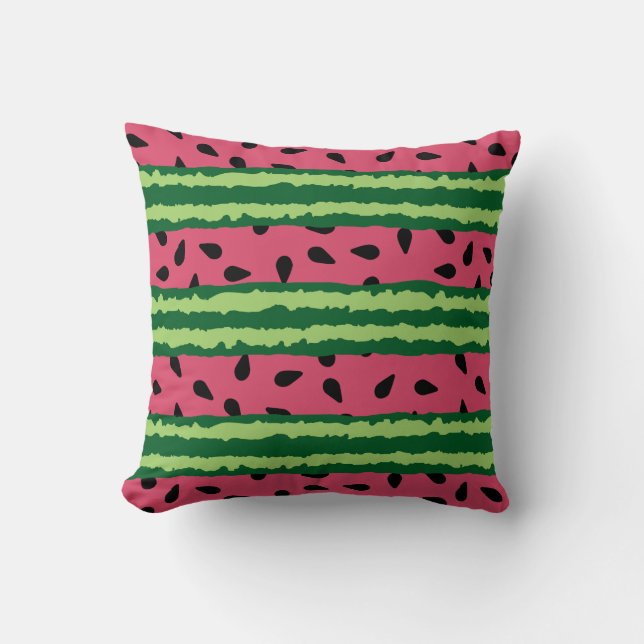Cute Watermelon Pattern Pink & Green Throw Pillow (Front)