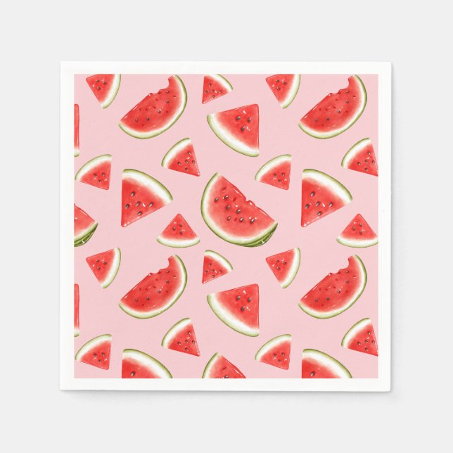 Cute Watermelon Pattern Pink Kids Birthday Party Napkin (Front)