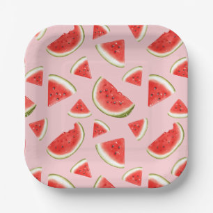 Cute Watermelon Pattern Pink Kids Party Paper Plate