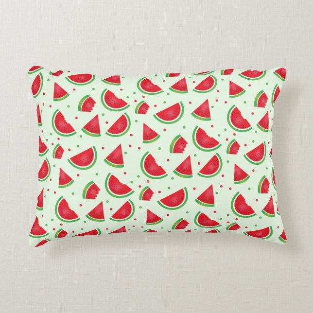 Cute Watermelon Pattern Summertime Fruit Melon Accent Pillow (Front)