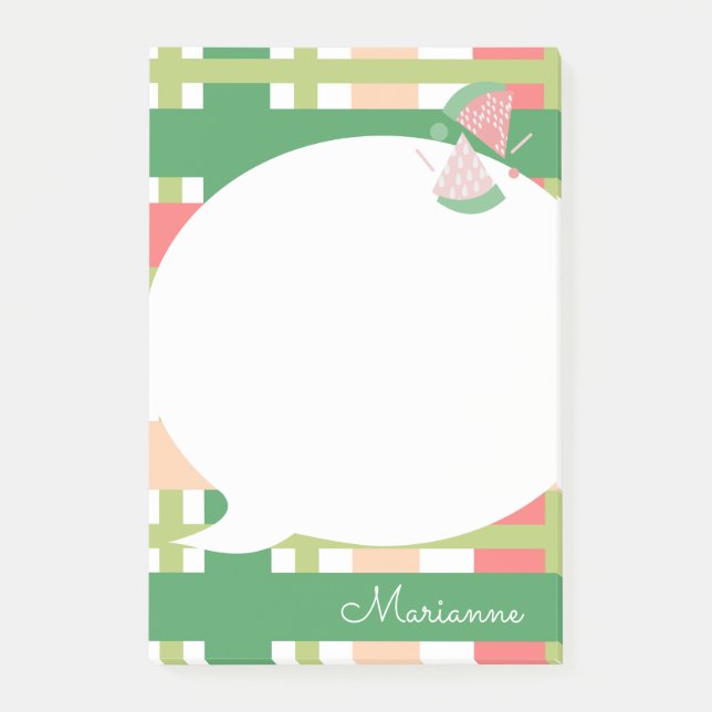 Cute Watermelon Plaid Bubble Post-it Notes (Front)