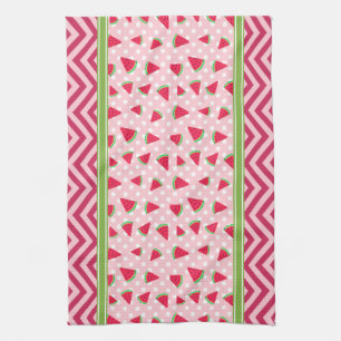 Cute Watermelon Polka Dot & Chevron Pink Kitchen Towel