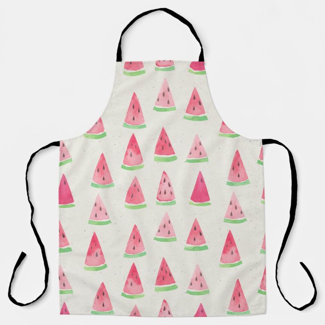 Cute watermelon: seamless watercolor pattern. apron (Front)