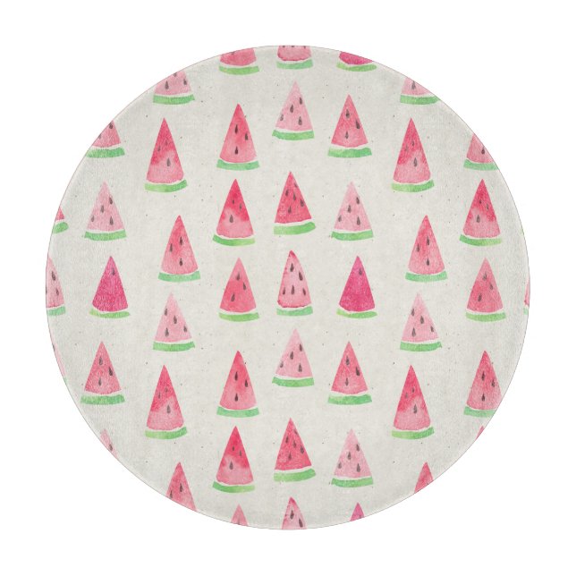 Cute watermelon: seamless watercolor pattern. cutting board (Front)