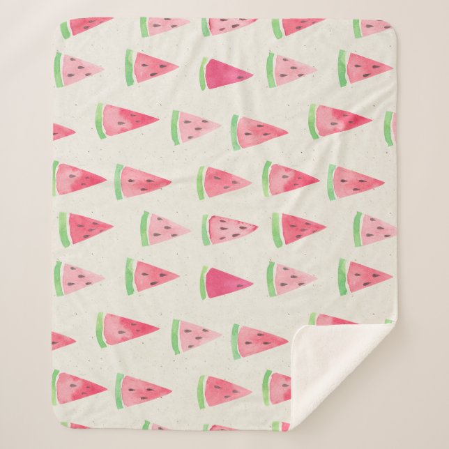 Cute watermelon: seamless watercolor pattern. sherpa blanket (Front)