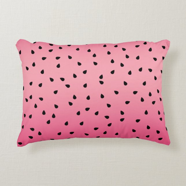 Cute Watermelon Seed Pink Accent Pillow (Front)