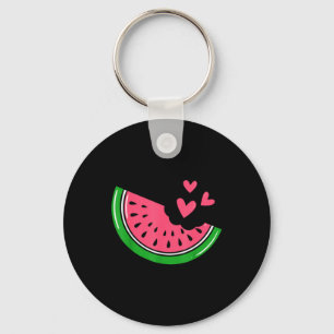 Cute Watermelon Slice Bitten With Hearts Summer Keychain