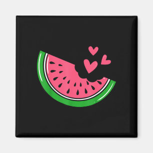 Cute Watermelon Slice Bitten With Hearts Summer Magnet