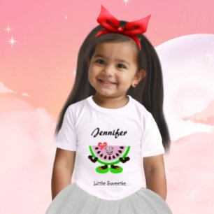 Cute Watermelon Slice Little Sweetie Personalized Baby T-Shirt