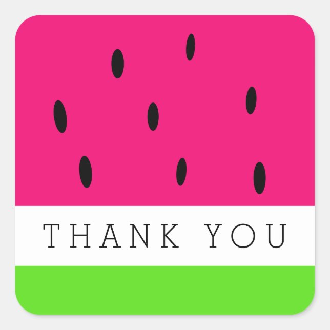 Cute Watermelon Thank You Square Sticker (Front)