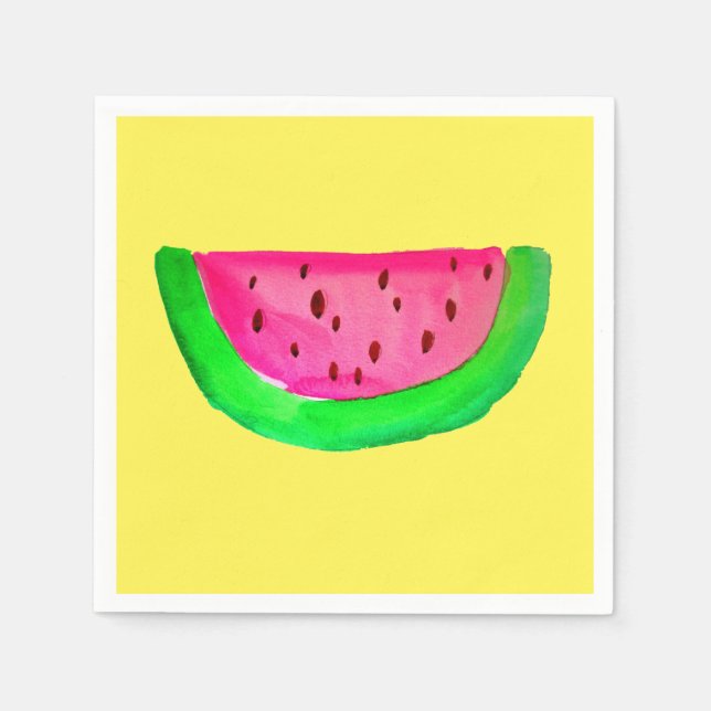Cute watermelon watercolor illustration fruit art napkin (Front)