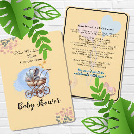 Cute Watter colour Personalized Baby Shower Invit Invitation