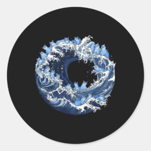 Cute Wave Of Blue Cats For Kamala 2  Classic Round Sticker